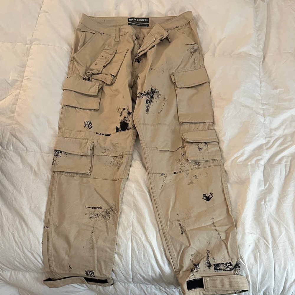 Reese Cooper Beige Cargo Pants with Black Details